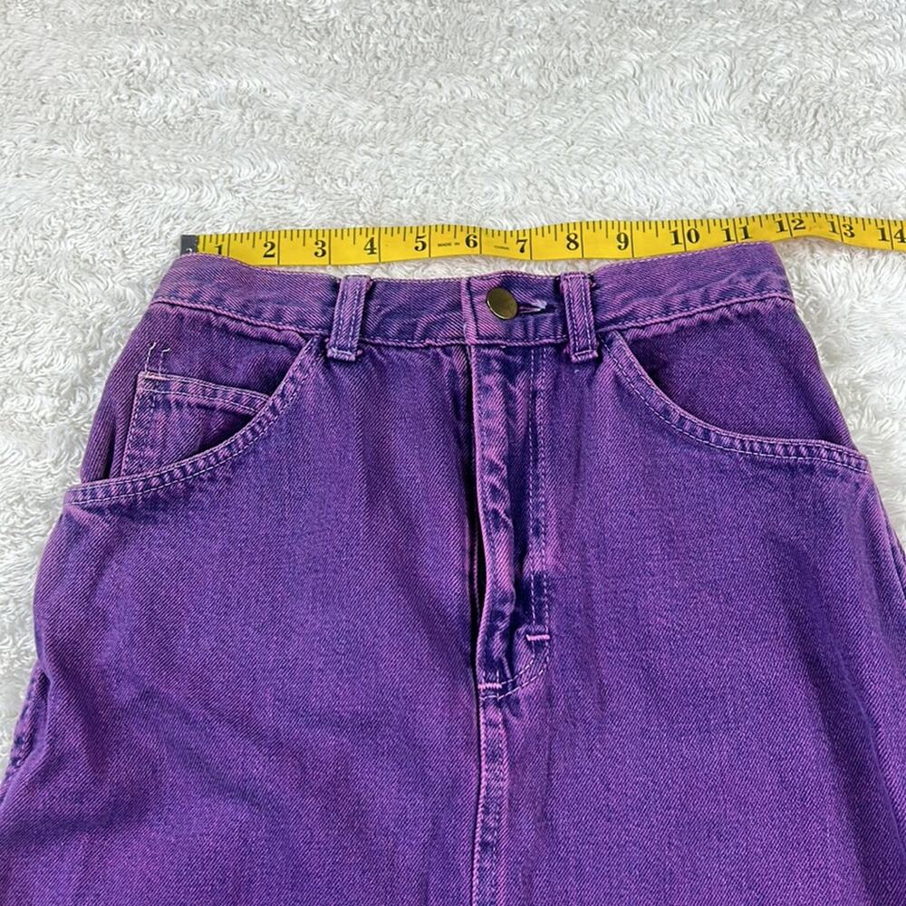 Vintage unbranded made in the‎ USA 100% cotton purple denim mini skirt, size 5 - Picture 5 of 6
